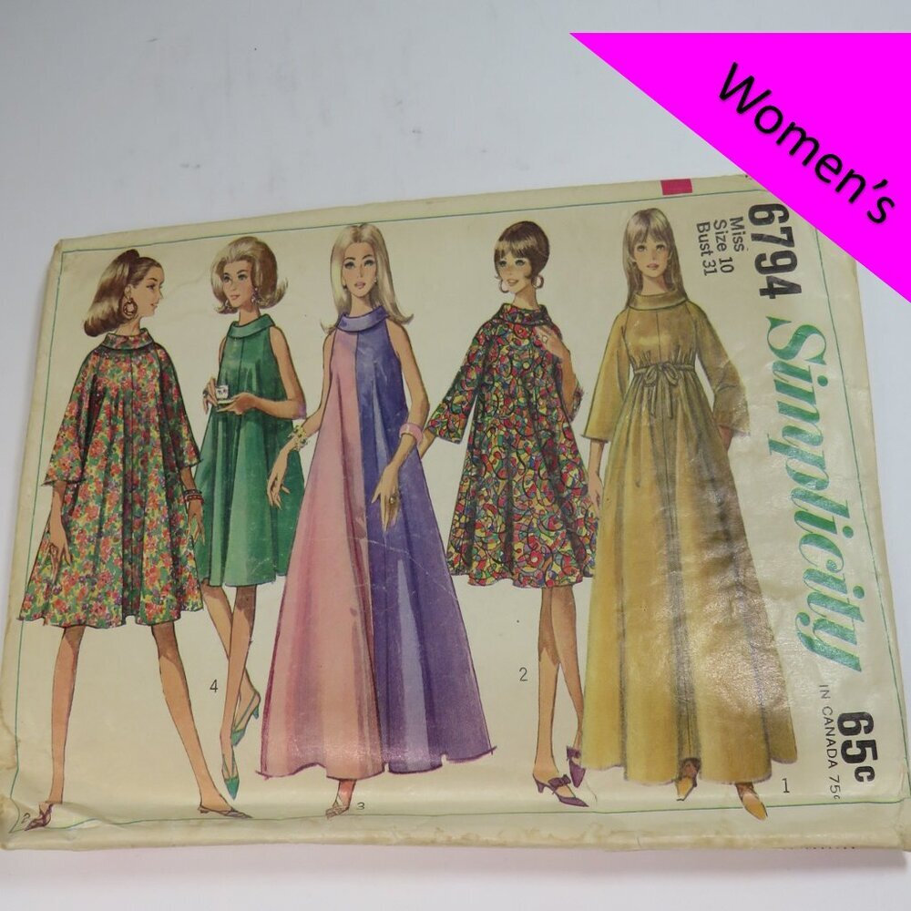 simplicity 6794 tent dress or trapeze dress or Muumuu/Duster size 10